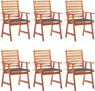 vidaXL Vidaxl - Sillas Comedor De Jard&iacute;n Y Cojines 6 Uds Madera Maciza Acacia