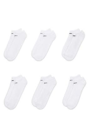 Nike Everyday 6-Pack Lightweight Low Cut Socks in White/black at Nordstrom Rack, Size Large