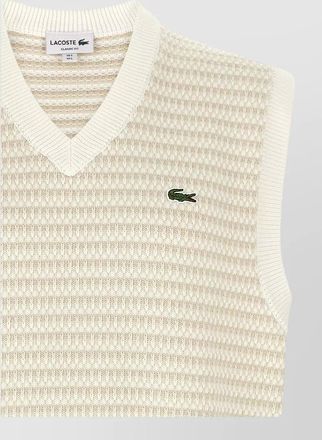 Lacoste striped v-neck sleeveless knit vest