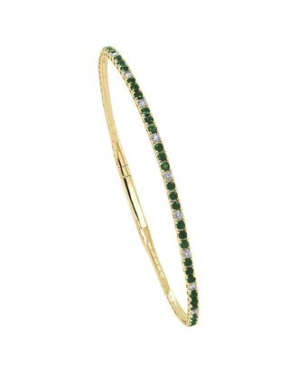 Sabrina Designs 14K 1.14 Ct. Tw. Diamond & Emerald Flexible Bangle Bracelet
