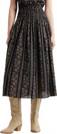The Great. Canary Print Midi Skirt In Black/cream