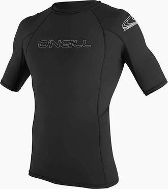 O'Neill Mens ONeill Mens Basic Skins Short Sleeve Rash Guard - Black - Size: 40