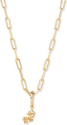 Brook & York Aries Zodiac Charm Paperclip Necklace in Gold/saggitarius at Nordstrom