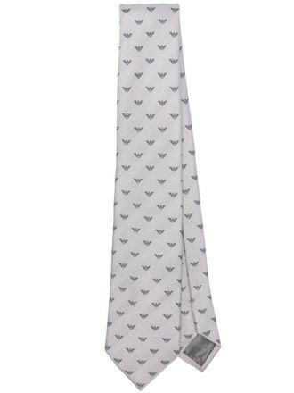 Emporio Armani Zijden stropdas met jacquard-patroon - Grijs