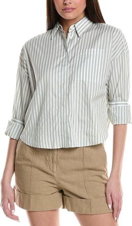 Brunello Cucinelli Light Green Striped Shirt, Size XL