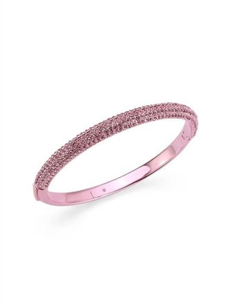 Via Saviene Half Pave Hinged Bangle In Hot Pink