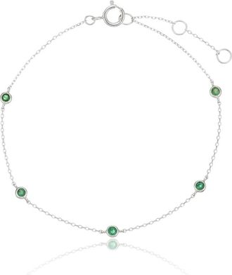 Lily & Roo Silver Five Stone Emerald Bracelet