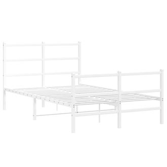 Berkfield Home Metal Bed Frame without Mattress with Footboard&not;White 120x200cm in White | Size: Small Double