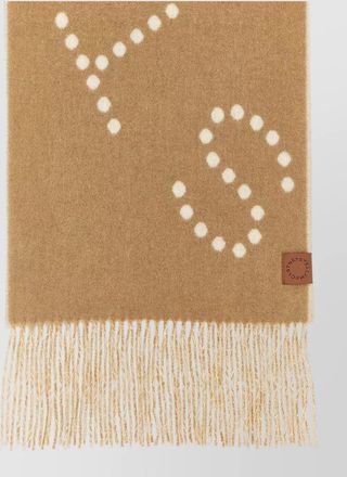 Stella McCartney logo scarf polka dots fringe detail