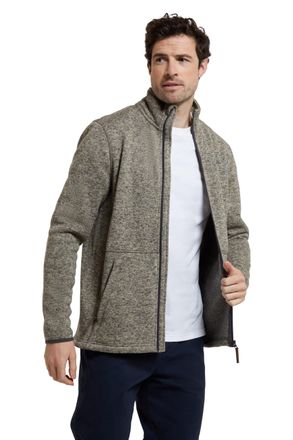 Mountain Warehouse Idris II Mens Full Zip Fleece - Breathable Jacket, Lightweight, Stand Up Neckline - Best for Spring Summer, Travelling, Outdoors, Hiking Beige 4XL