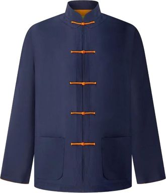 Shanghai Tang stand-up collar silk jacket - Blue