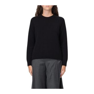 Agnona Cashmere Knitwear, female, Black, Size: S Crew Neck Knit Sweater