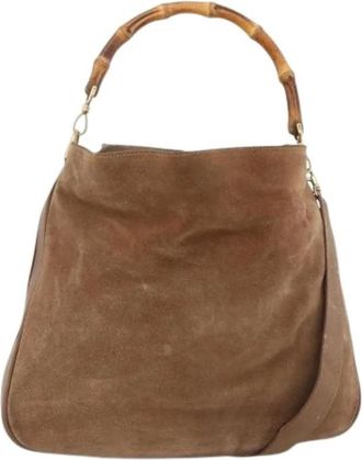 Gucci Pre-owned Shoulder Bags, female, Brown, Size: ONE SIZE Pre-owned Vintage Suede Shoulder Bag