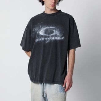 Balenciaga T-shirt Crayon Loop Oversize nera sbiadita