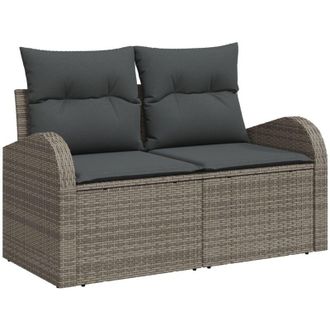 vidaXL Sof&aacute; De Jard&iacute;n Con Coj&iacute;n Gris 124 X 62 X 69cm Rat&aacute;n Sint&eacute;tico Vidaxl