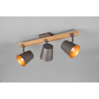 Trio Foco 3 Focos Regulable Madera Y Metal N&iacute;quel Campana Iluminaci&oacute;n