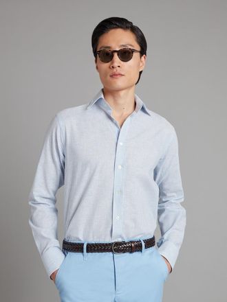 Oliver Brown Amalfi Linen Shirt - Blue/White Stripe