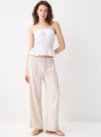 Twik Wide-leg linen blend print pant
