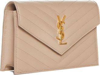 Saint Laurent Womens Envelope Clutch Cassandre Classic Grey Calfskin
