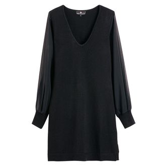Freeman T. Porter Korte jurk met lange mouwen, twee materialen