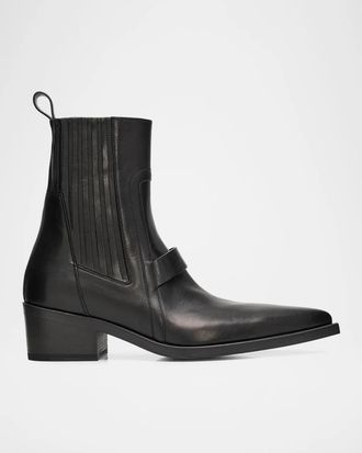 Rick Owens Men & apos;s Tower Pointed Sliver Leather Boots