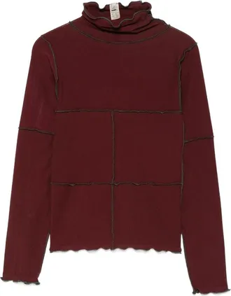 BASERANGE Exposed-seam Ribbed-knit Top