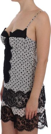 Dolce & Gabbana Womens Black Silk Lace Babydoll Lingerie Top Cotton