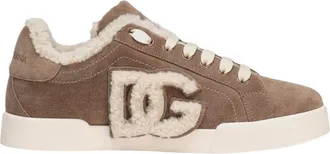Dolce & Gabbana Beige Suede Sneakers