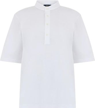 Herno Cotton Polo - Heren - Korte mouwen Overhemden - Wit - L - Katoen - Overhemden