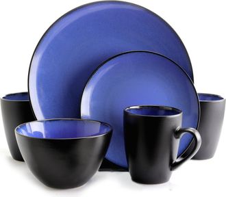 Gibson Home Round 16-Piece Dinnerware Set, Blue