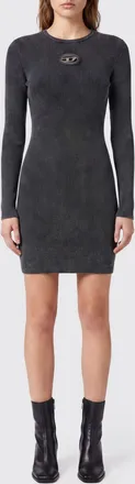 Diesel Mini abito a tubino in cotone a coste con logo Oval D a contrasto