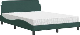 vidaXL Vidaxl - Cama Con Colch&oacute;n Terciopelo Verde Oscuro 140x190 Cm