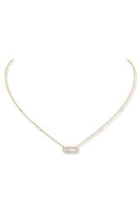 Messika Move Uno Pav&eacute; Diamond Pendant Necklace in Yellow Gold at Nordstrom
