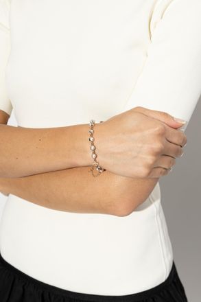 Tory Burch Bracelet With Glass Pearls, Womens, Gold