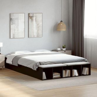 vidaXL Estructura De Cama Madera De Ingenier&iacute;a Negra 150x200 Cm Vidaxl