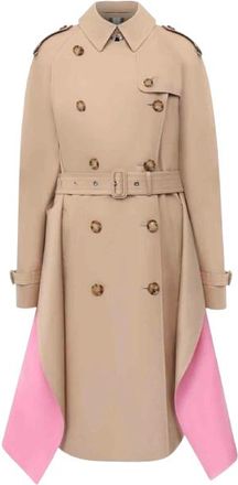 Burberry Soft Fawn Cape Trench Coat with Contrast Detail Size S