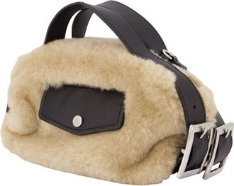 Simone Rocha Womens Mini Biker Bag Faux Fur Beige Handbags-purses