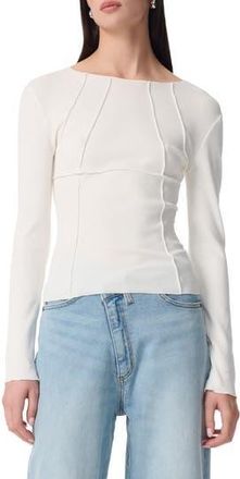 Robert Rodriguez Isobel Long Sleeve Ribbed Top in Snow White at Nordstrom Rack, Size X-Large