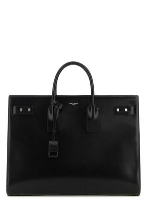 Saint Laurent Black logo-debossed tote bag