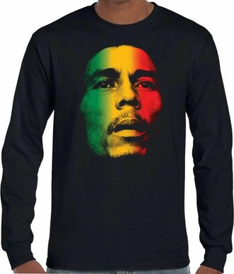 Bob Marley Bobs Face Long Sleeve T-Shirt In Black