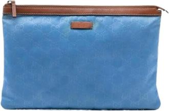 Gucci Pre-owned Clutches, female, Blue, Size: ONE SIZE Pre-owned Nylon Clutch