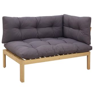 vidaXL Unidad Sof&aacute; Esquinero Acacia Claro Y Gris Oscuro Vidaxl