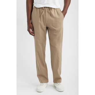 Mack Weldon Straight Leg Linen Blend Drawstring Pants in Desert Taupe at Nordstrom, Size Xx-Large