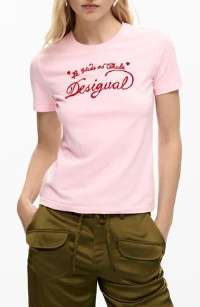 Desigual Logo Graphic T-Shirt in Pink at Nordstrom, Size X-Large