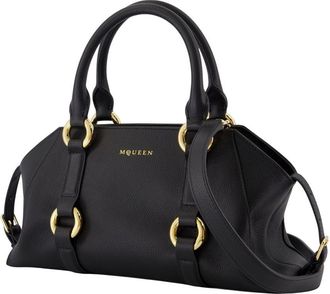 Alexander McQueen Womens Farringdon Top Handle Bag Black Calfskin