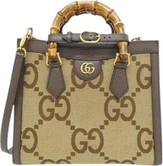 Gucci Pre-owned Tote Bags, female, Brown, Size: ONE SIZE Pre-owned Vintage GG Canvas Handbag