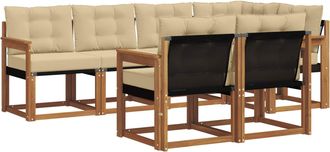 vidaXL Conjunto De Sof&aacute;s De Exterior 7 Uds. Natural Y Beige Vidaxl