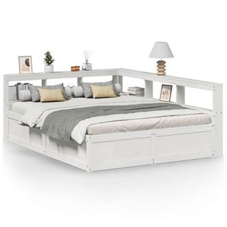 Berkfield Home Bookcase Bed without Mattress White 150x200cm Solid Wood Pine | Size: 150x200 cm