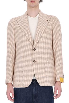 Tagliatore Pino Lerario Houndstooth Cotton-Silk-Linen Blazer