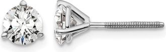 Diamond2Deal 14k White Gold 1 ct Round Lab Grown Diamond Stud Earrings Screw Back VS Clarity, D-E Color